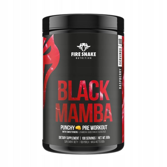 FireSnake BLACK MAMBA 500g PUMP PRE WORKOUT PUMP STRENGTH Raspberry / Raspberry