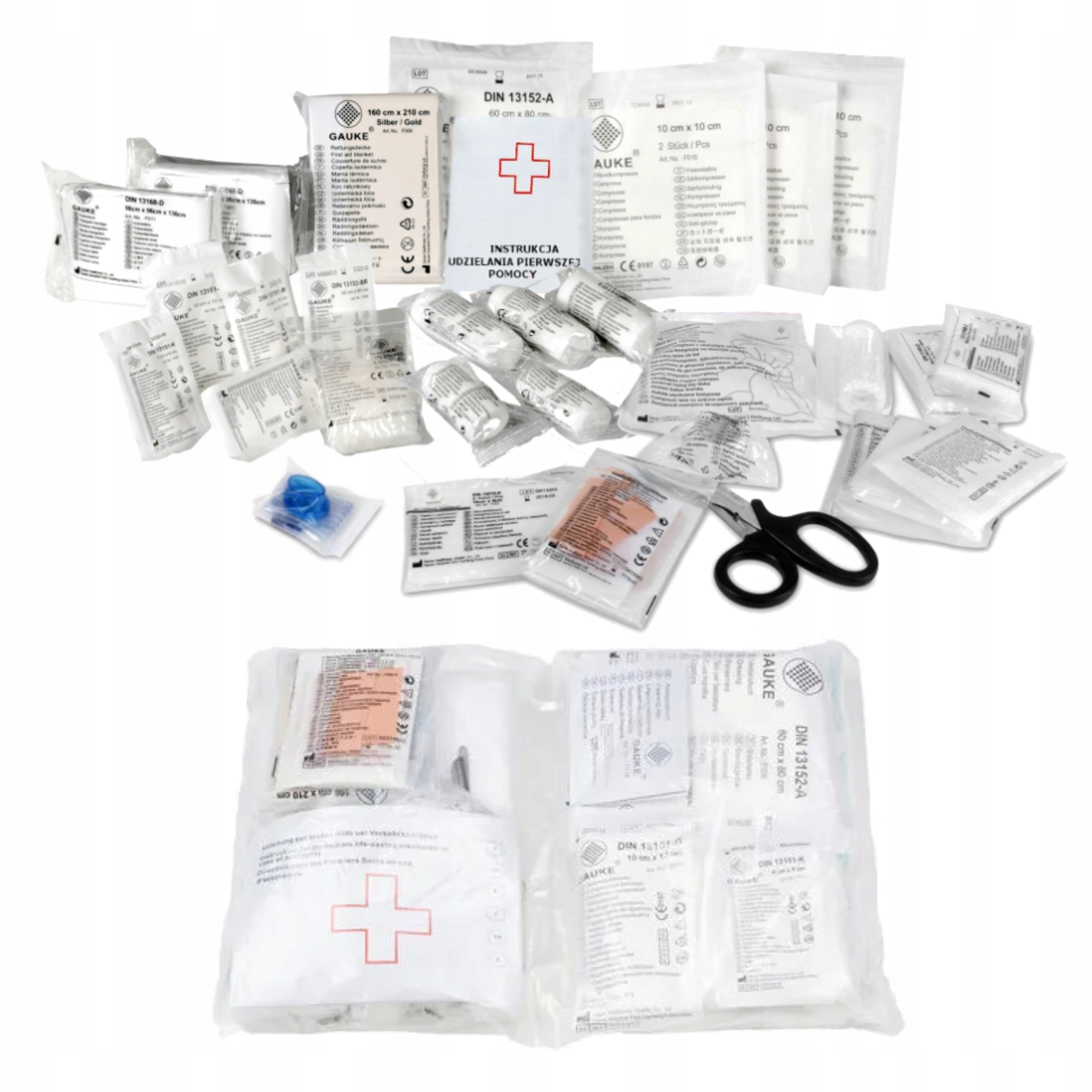 First aid kit equipment DIN 13157 PLUS STERILE dressing materials