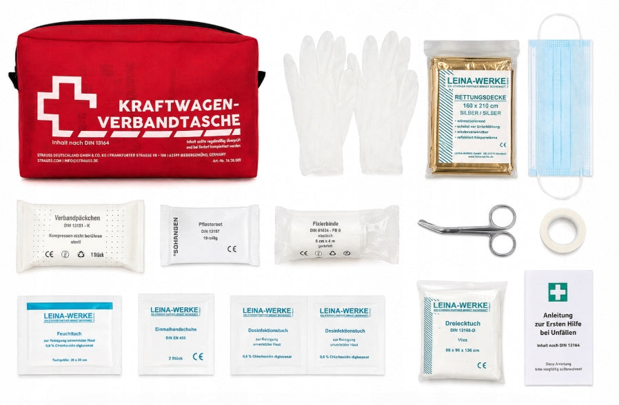 First aid kit whole Europe DIN 13164 NEW REQUIREMENTS Medical device no