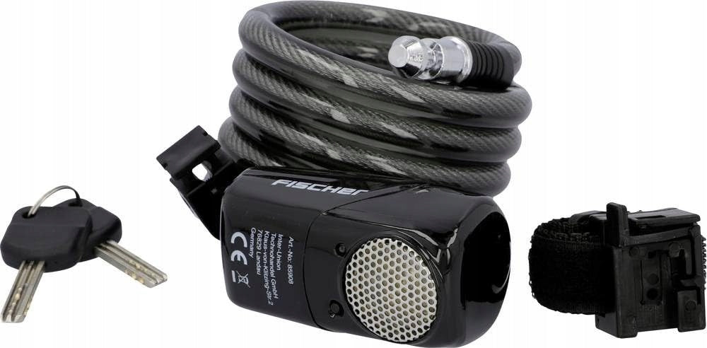 Fischer Spiralschloss 85908 with alarm, black, 120 cm, key lock