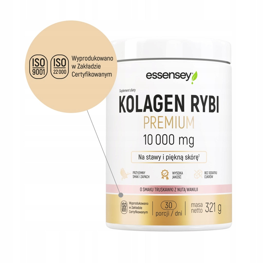 Fish Collagen 10000 mg Premium + Hyaluronic, Vitamin C D3 - For Beautiful Skin Manufacturer code Naturalny collagen morski w proszku do picia