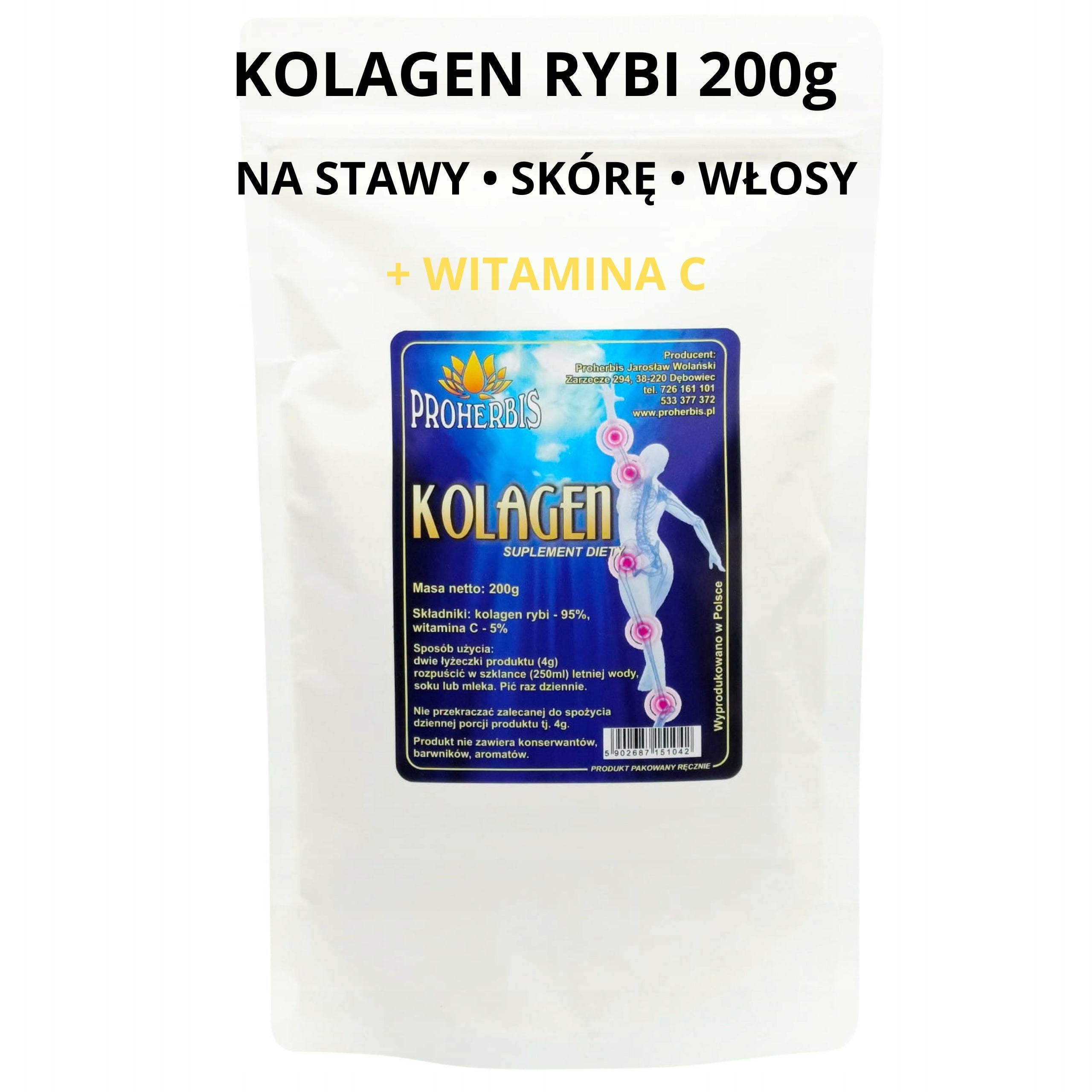 Fish collagen 200g + vitamin C for joints skin hair sea powder