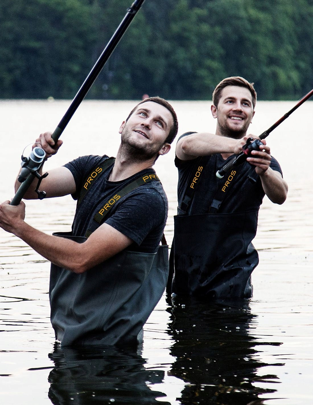 Fishing Bottoms PROS Wodery Fishing Pants with Harness POLISH Model Spodniobuty SB01 zielone