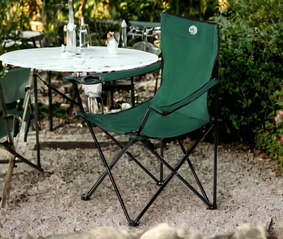 Fishing Chair Camping Chair Green Folding + NILS Cover Manufacturer code Krzesło Kempingowe Turystyczne