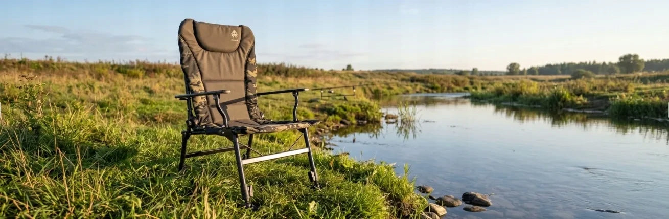 Fishing Chair Folding KRAKEN CAMO Hiking Chair Adjustable 150kg Model KRZESŁO FOTEL WĘDKARSKI KARPIOWY KRAKEN CAMO 150kg