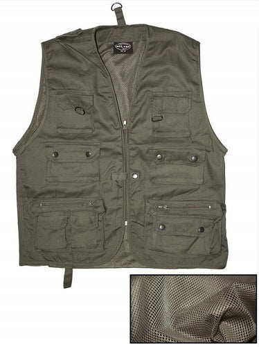 Fishing HUNTING Vest WITH MESH OLIVE r. XXL