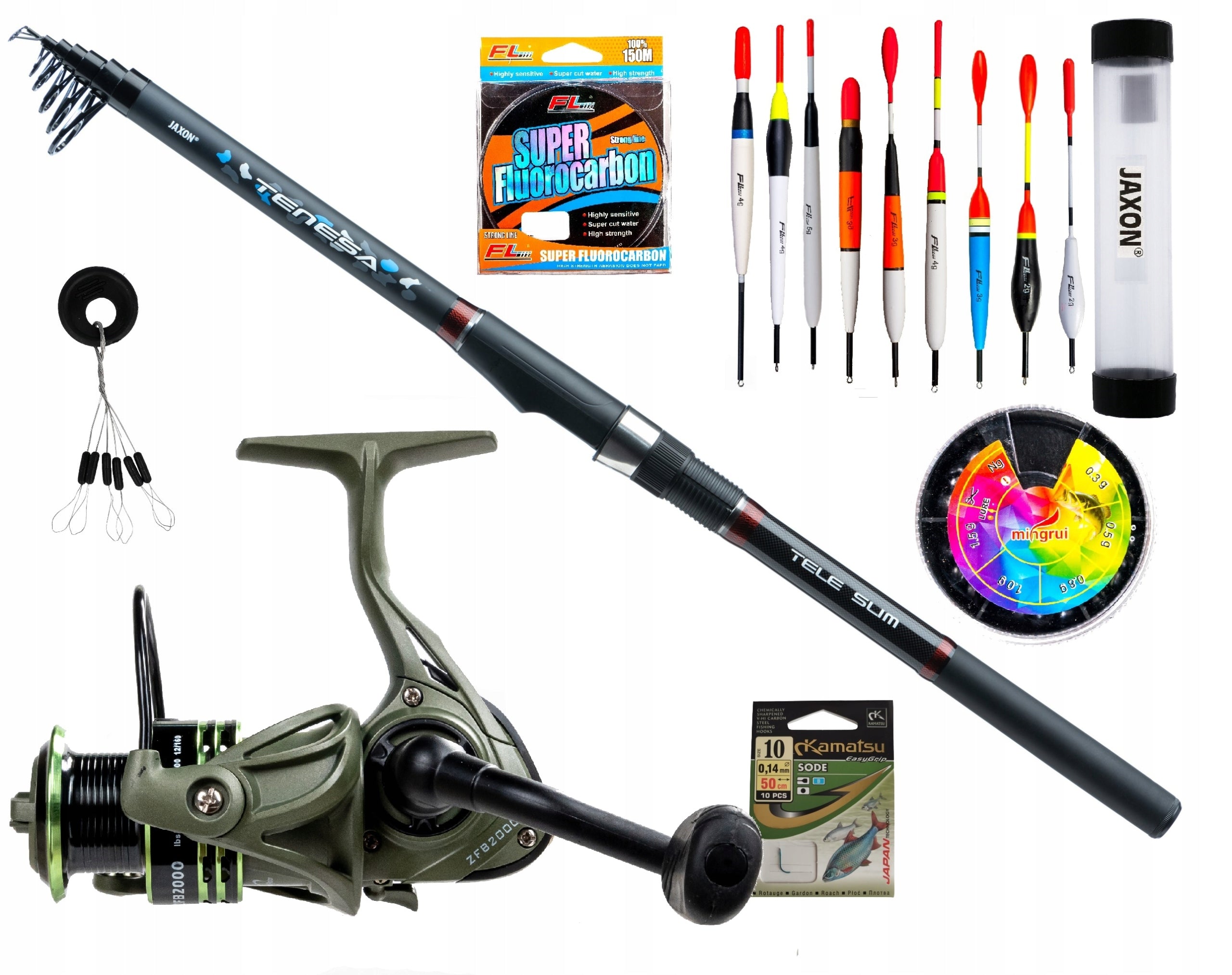 Fishing Kit Float Fishing Rod Jaxon Reel Floats Weights