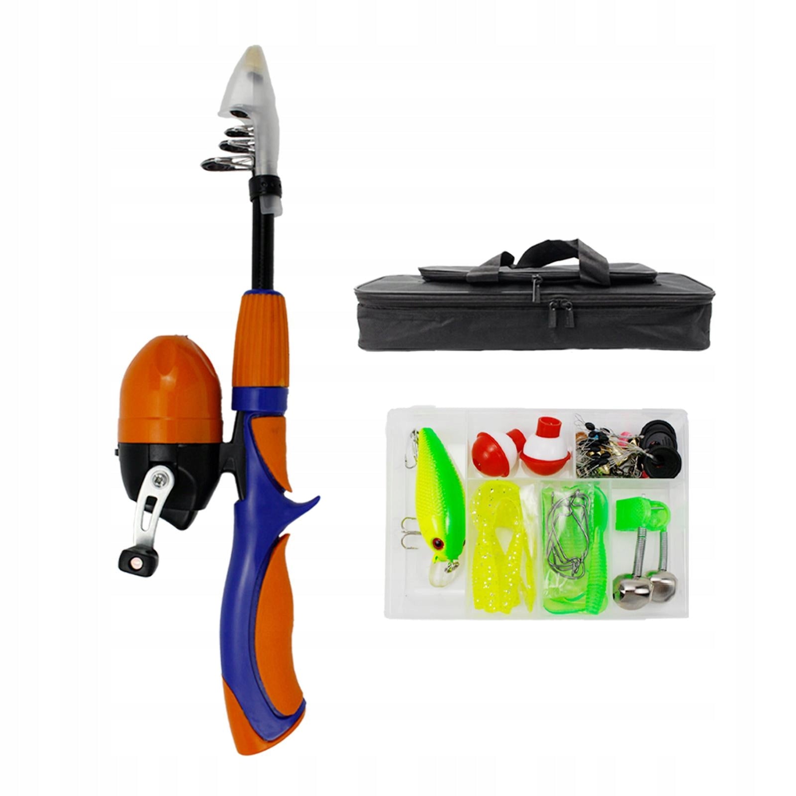 Fishing Pole Telescopic Rod and Reel Carrier Bags Model Przenośny sprzęt dla dzieci Boy Girl Teens Youth
