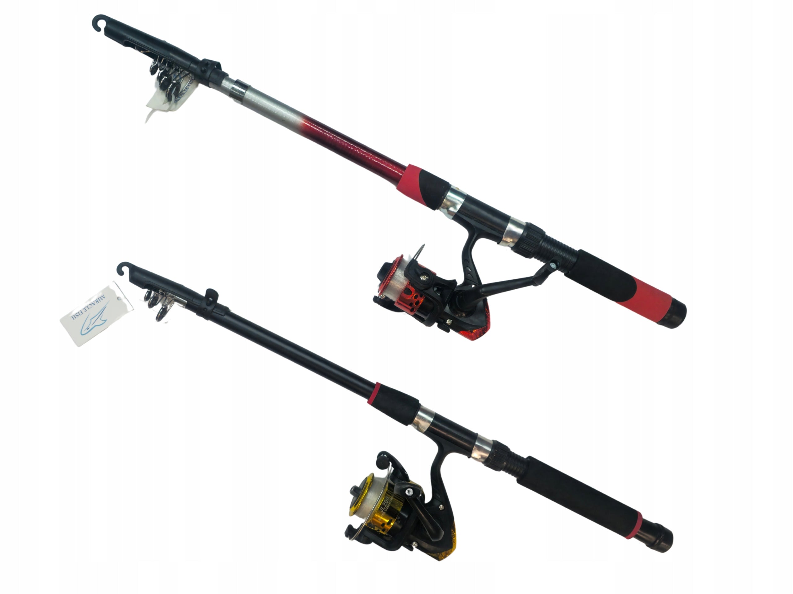Fishing Set 2x Fishing Rod 2x Reel Accessories Bag Spinning Packaging status original