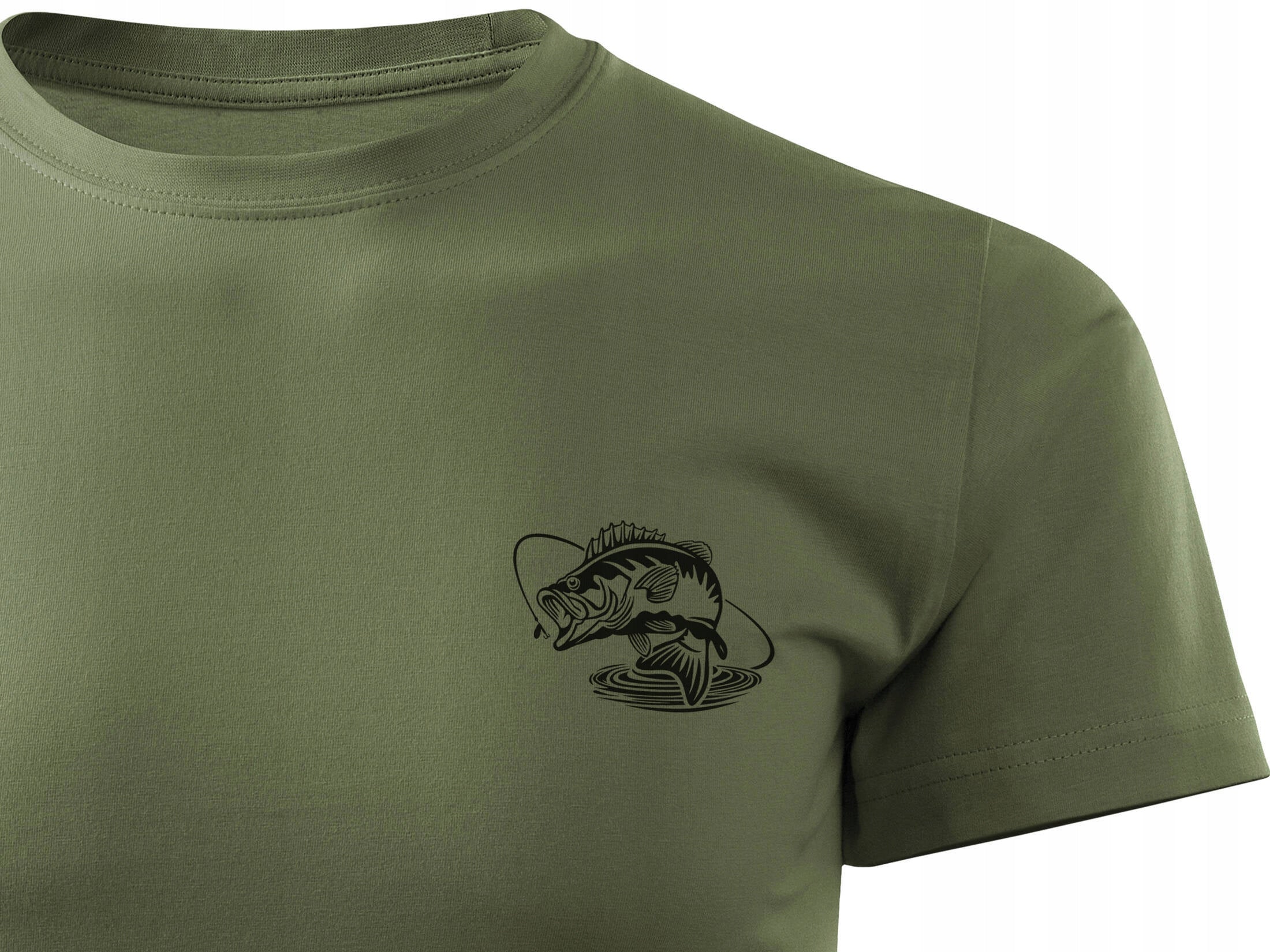 Fishing T-shirt masking khaki color print PERCH size S