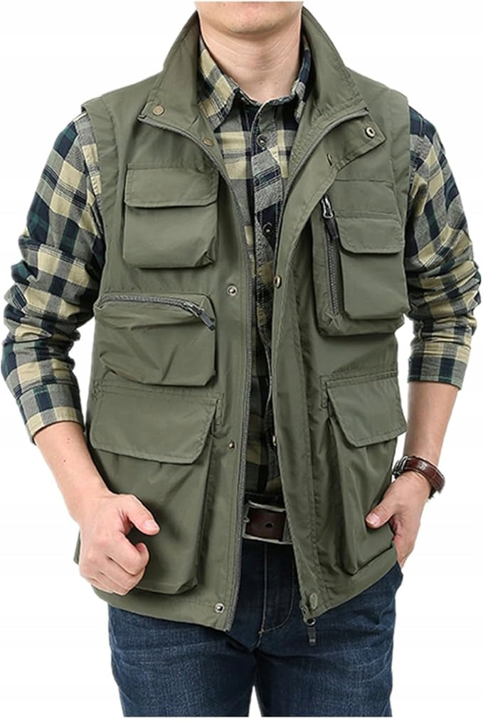 Fishing VEST quick-drying GREEN size.S LOTS OF POCKETS Manufacturer code YXL0111-AG-S