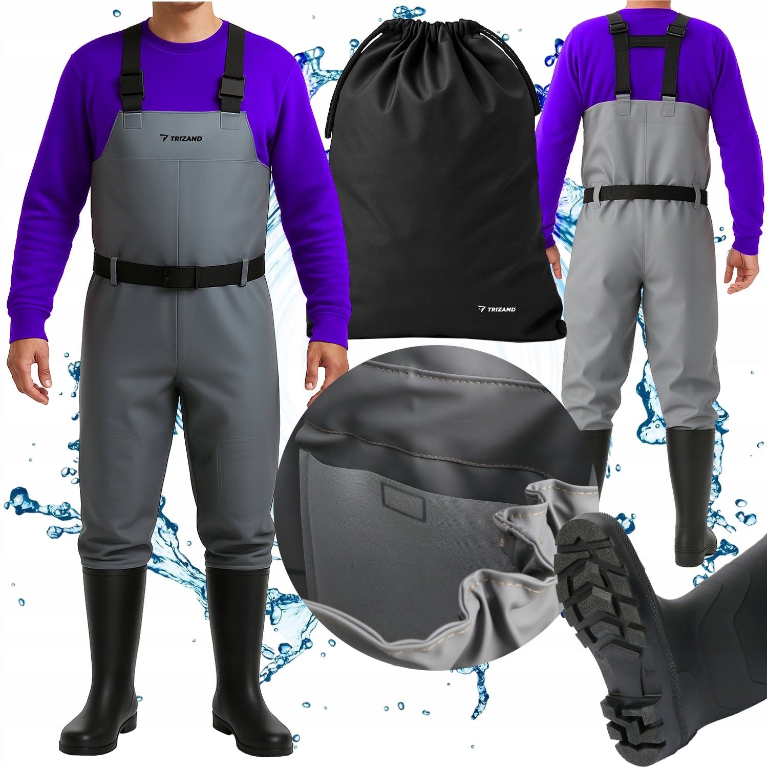 Fishing Waterers Bottoms Rubber Pants Thick Long Harness 46