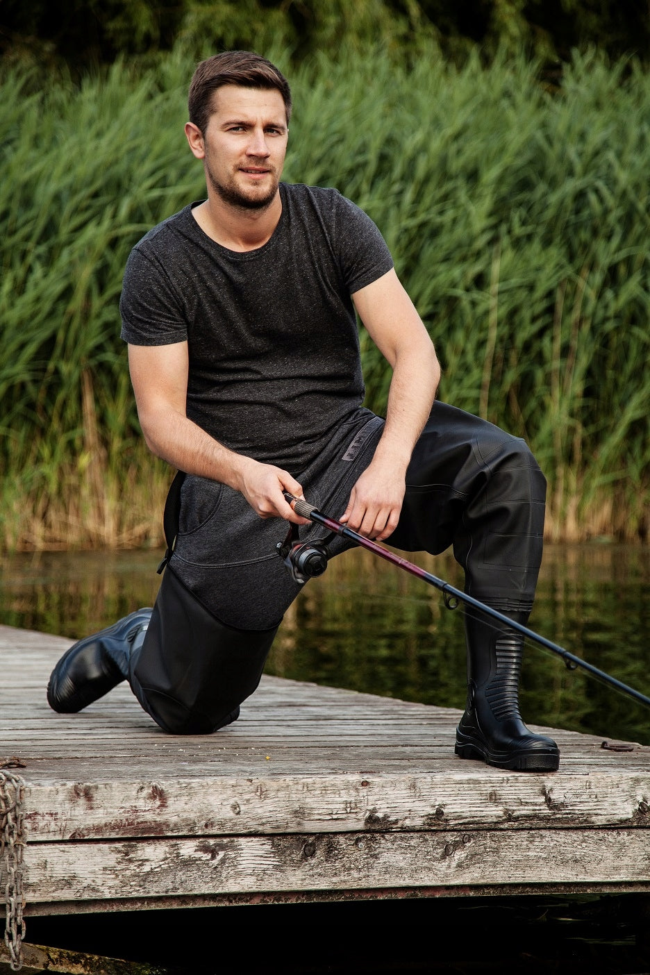 Fishing Waterers Short Black Plavitex Pros PL Kind low (up to groin)