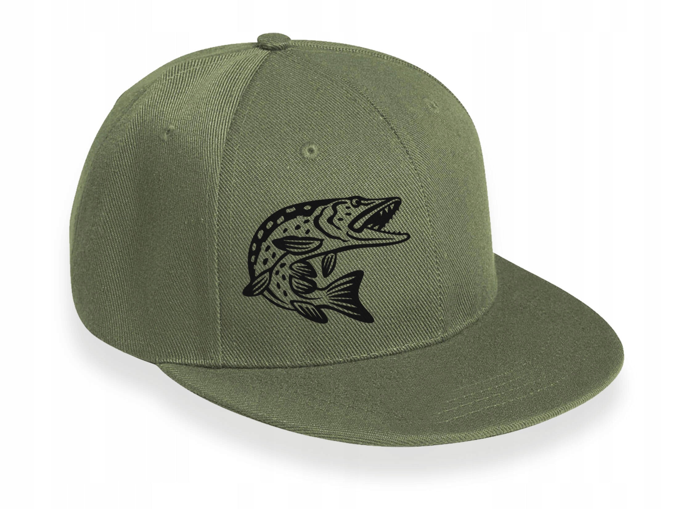 Fishing baseball cap adjustable khaki color for fish print PIKE