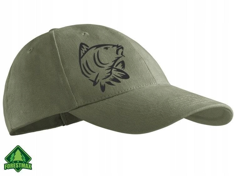 Fishing baseball cap for summer khaki color print KARP - FORESTMAX Brand ForestMax