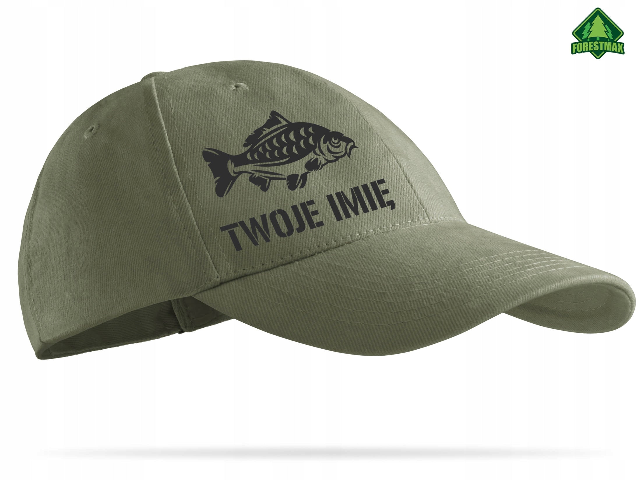 Fishing cap khaki KARP + YOUR INSCRIPTION - gift Kind baseball cap