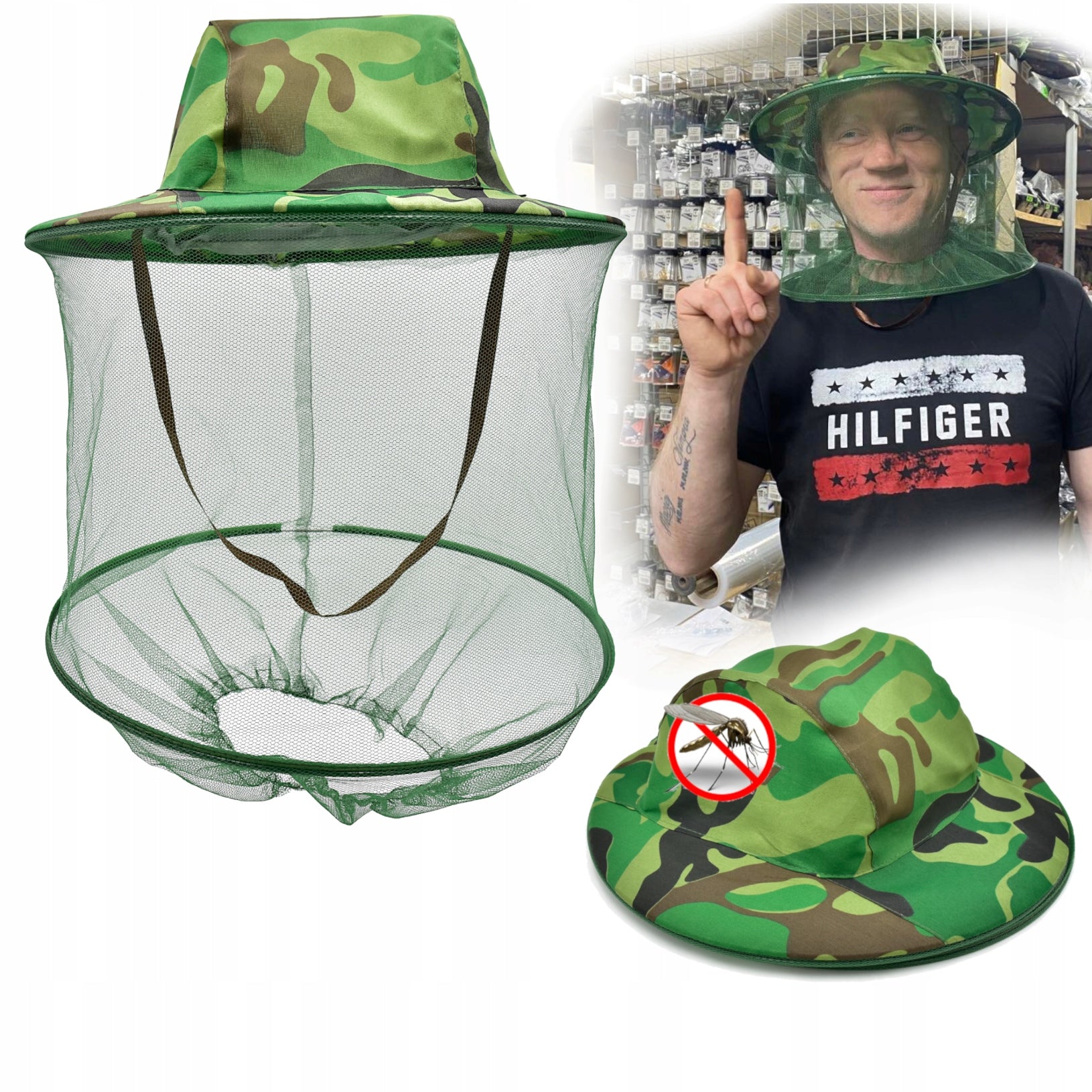 Fishing hat with mosquito net for MOSQUITOES and Insects Size (head circumference in cm) universal