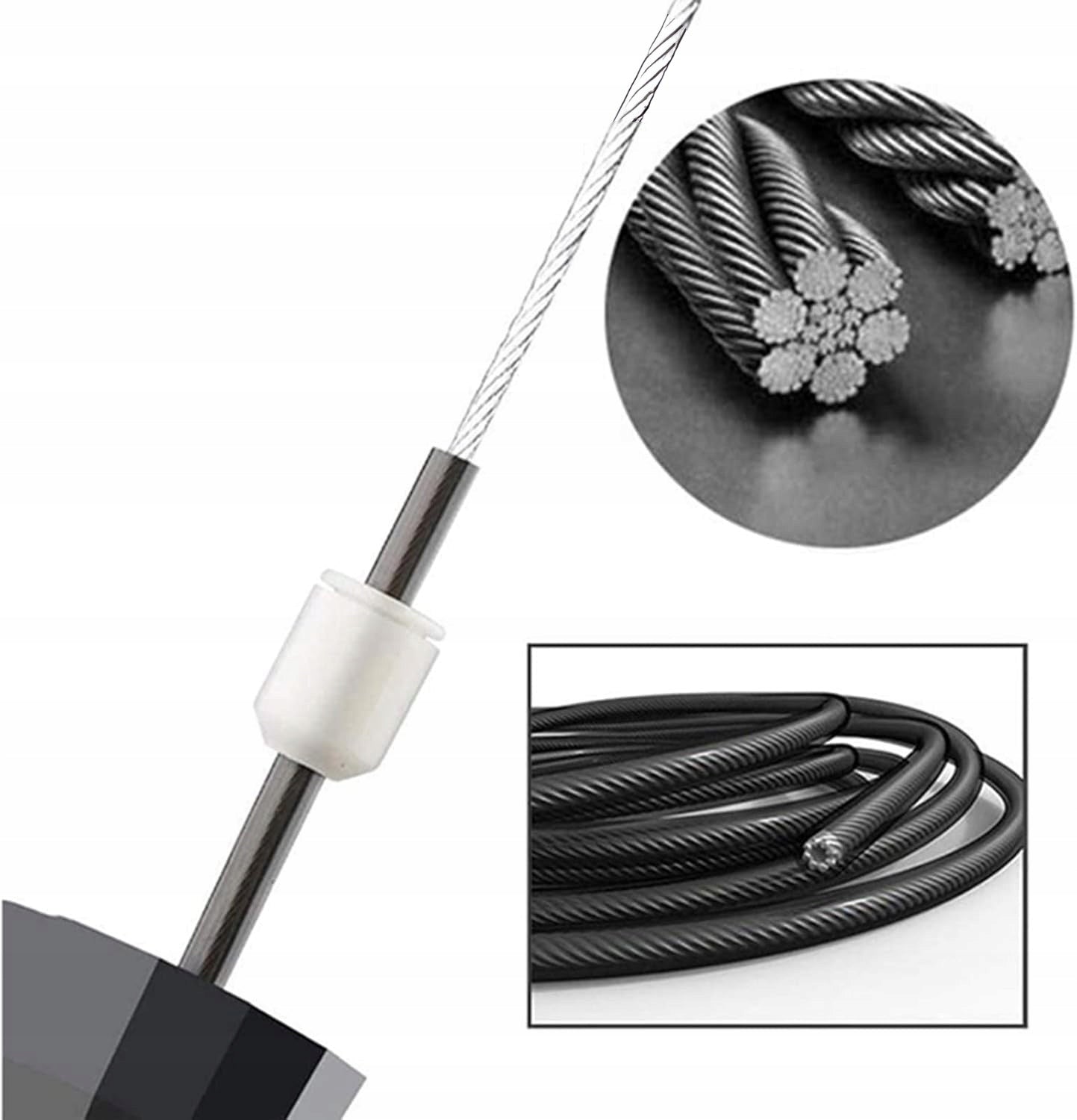 Fitness Jump Rope 3m Adjustable Steel PVC EVA Bearings Black Manufacturer code B0DKC924GD