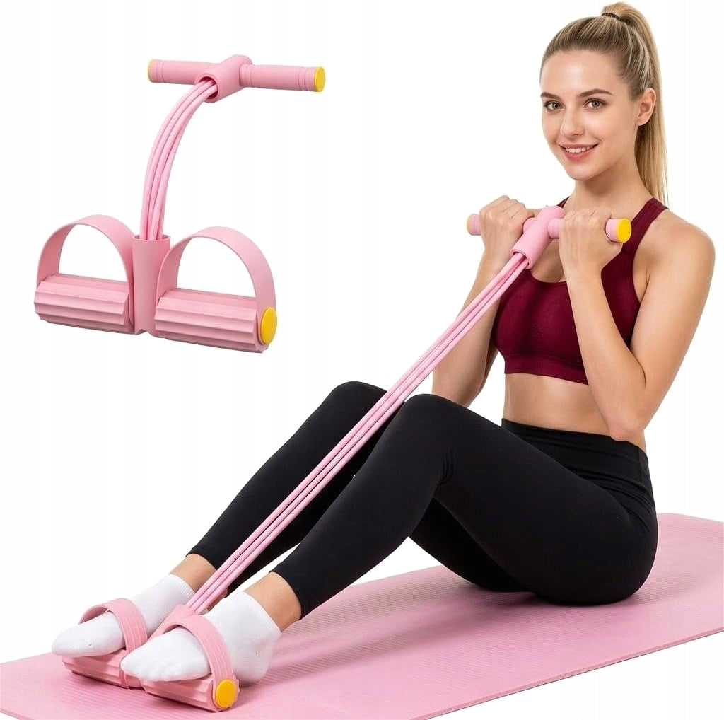 Fitness Resistance Bands-6 Tube Pedal Ankle Puller TPE Rope Pink 1PACK