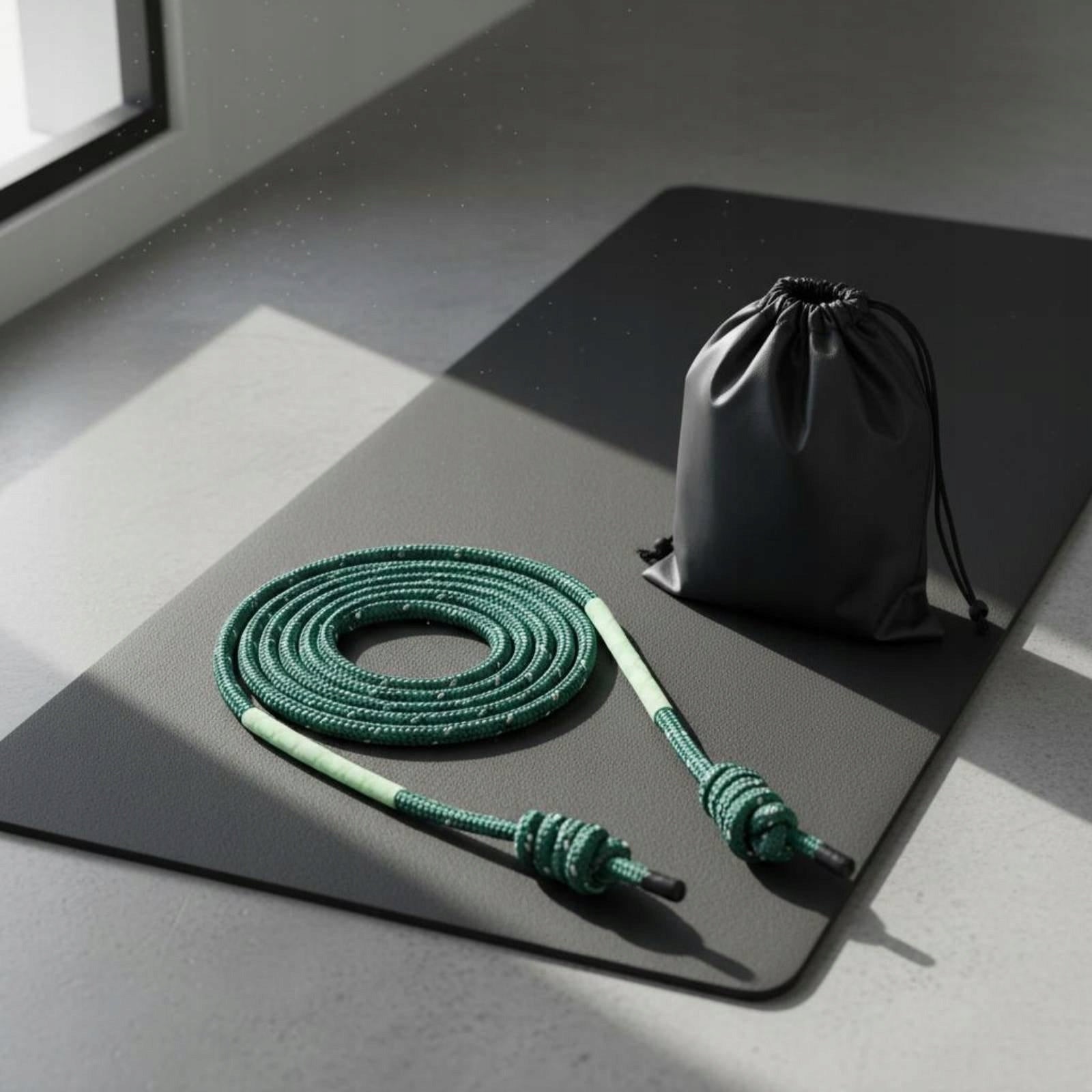 Fitness Training Rope Polyester Handleless Jump Rope Black Green 13.5MM Packaging status original