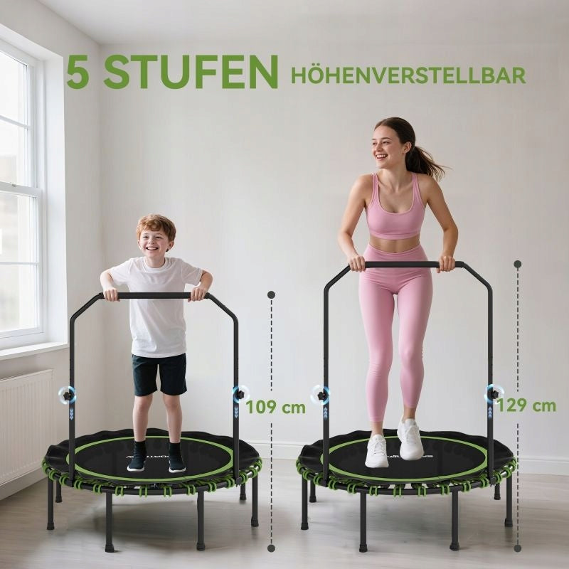 Fitness trampoline, adjustable handle, Green, for cardio exercises Product weight with unit packaging 11.5 kg