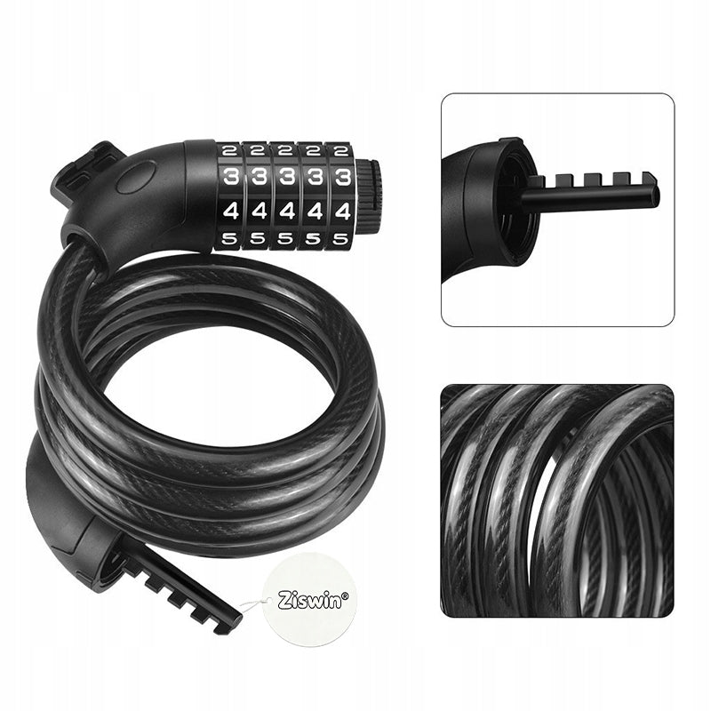 Five-digit combination lock for bicycle, anti-theft Manufacturer code Ziswin8538