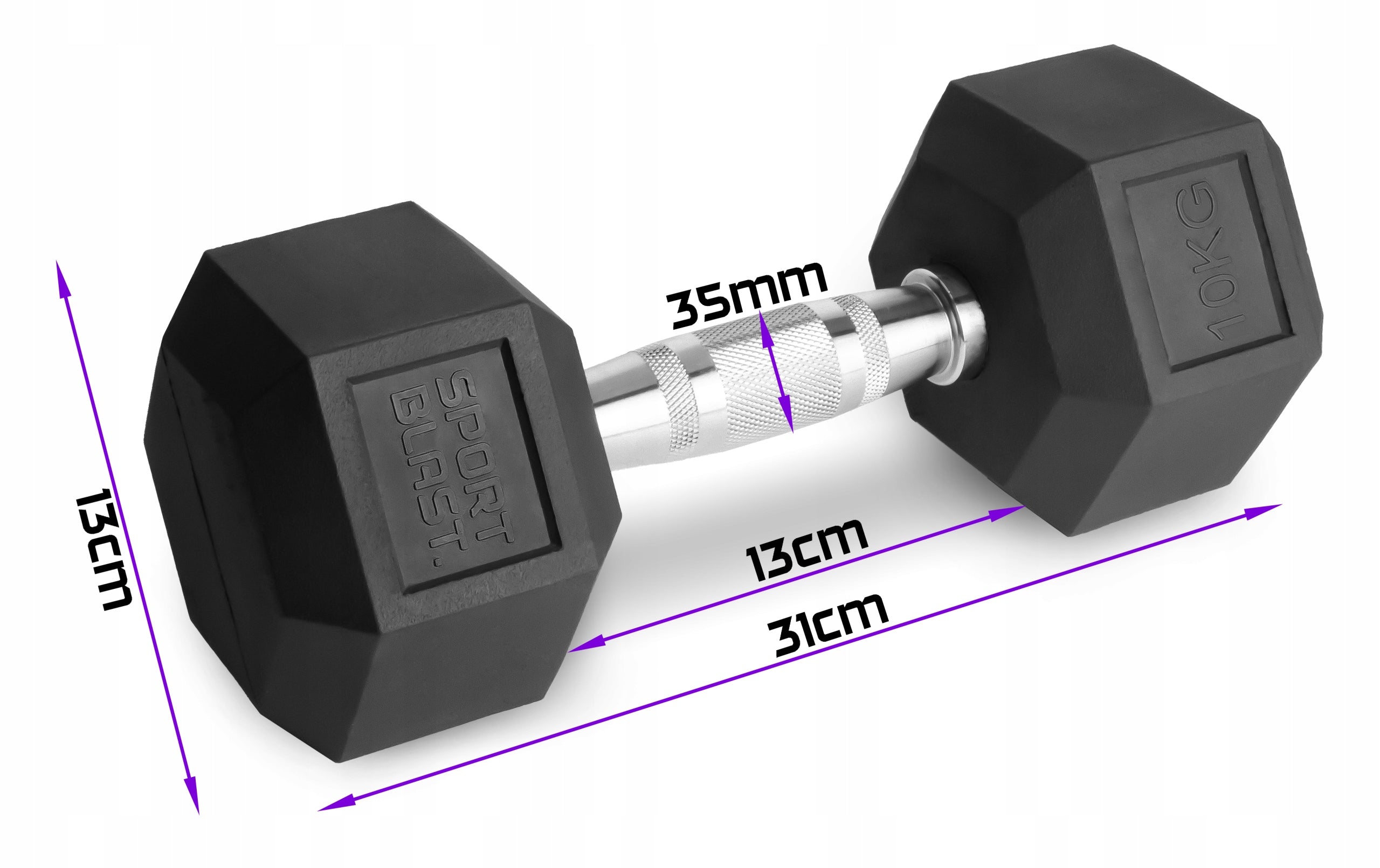 Fixed dumbbells 2x10kg cast iron rubberized SET 20kg HEX for training SOLID Manufacturer code HEX gumowane 2x10kg
