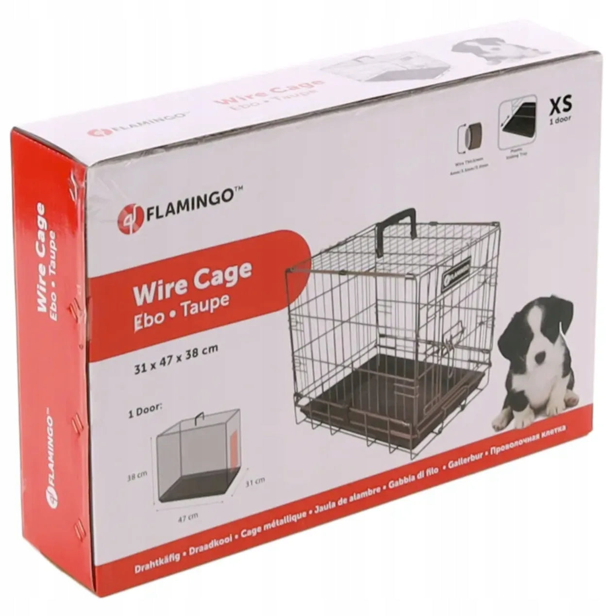 Flamingo Ebo Taupe - metal dog playpen cage, XS: 31x47x38cm Product width 47 cm