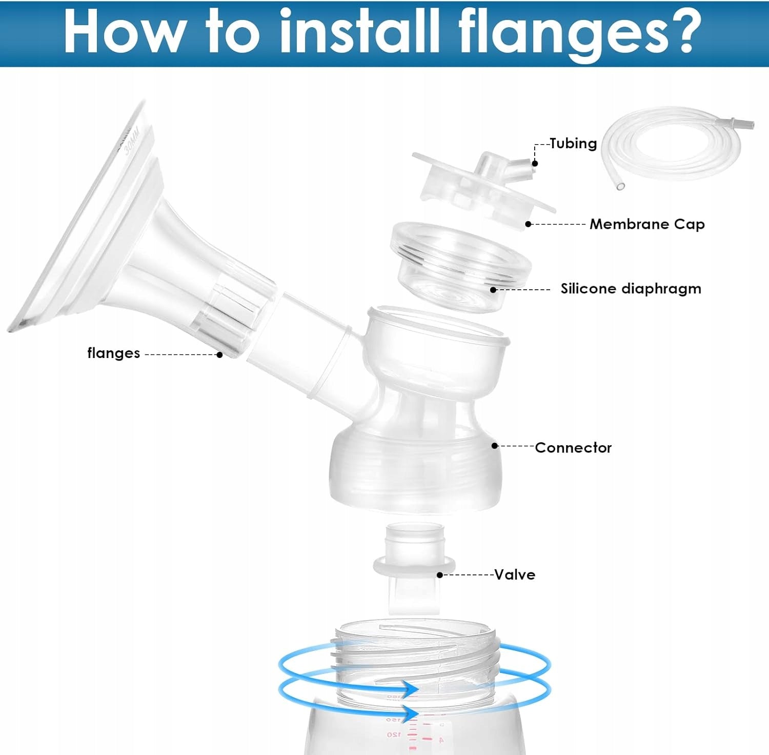 Flange tip for breast pump 30mm compatible with Medela/Momcozy/Spectra/Elvie Packaging status original