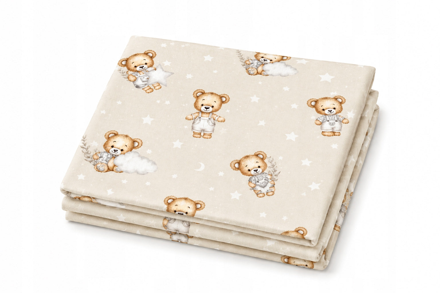 Flannel Diaper 80x80 Bear Star Beige Szymex