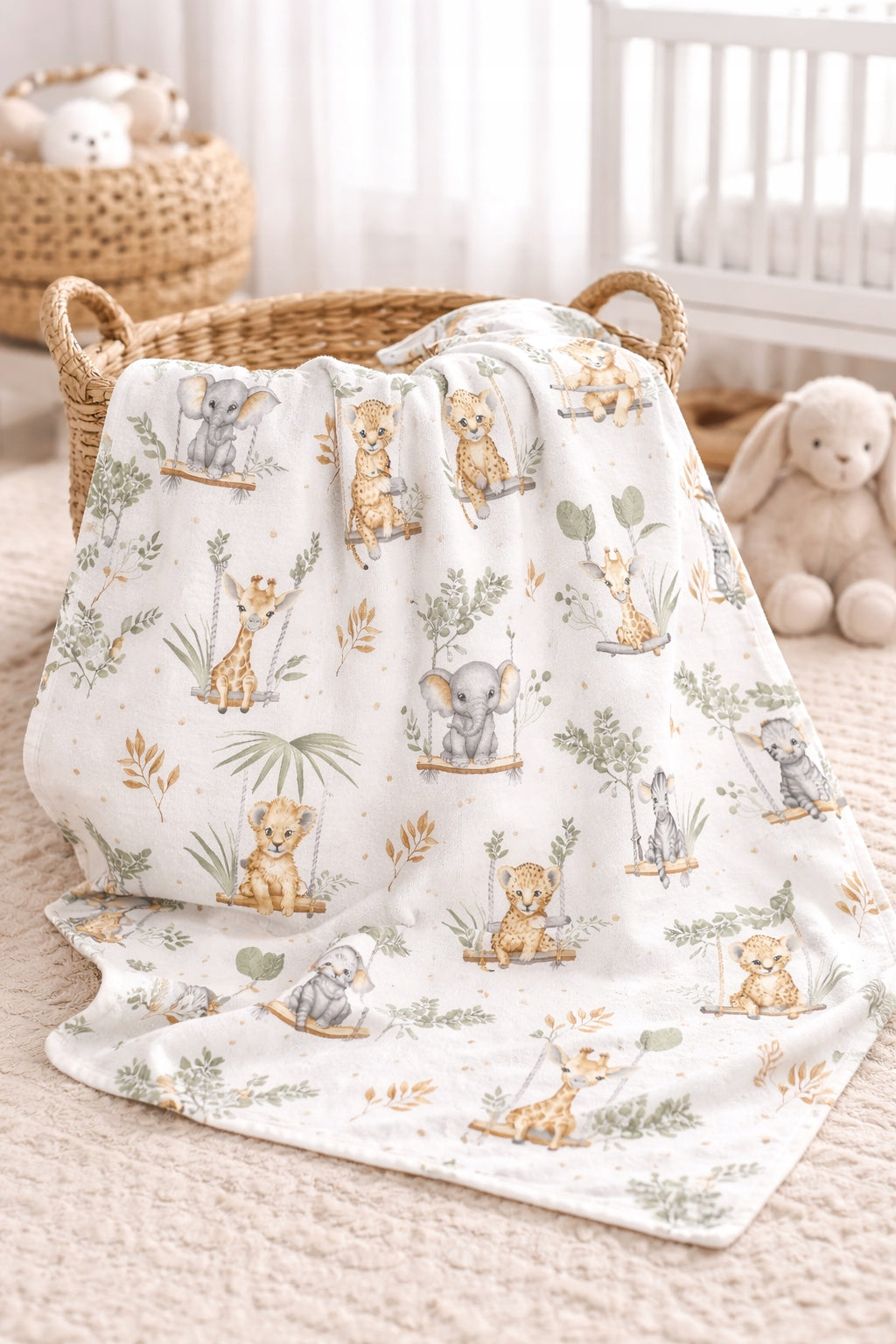Flannel diaper 160x60 cm – soft swaddle for wrapping newborn safari