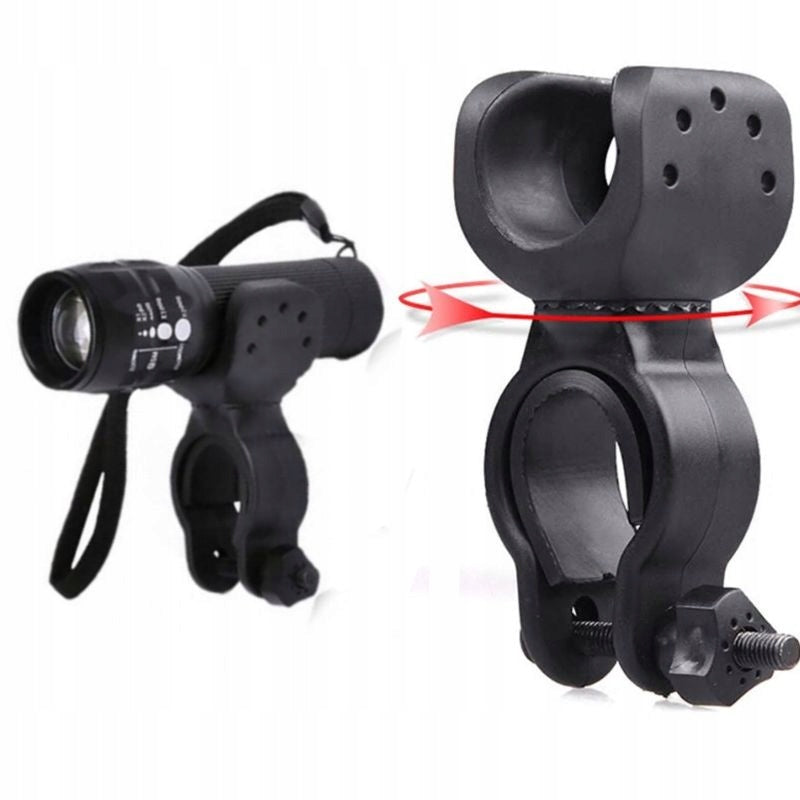 Flashlight holder ROTATING 360 degree mounting on scooter bike handlebar