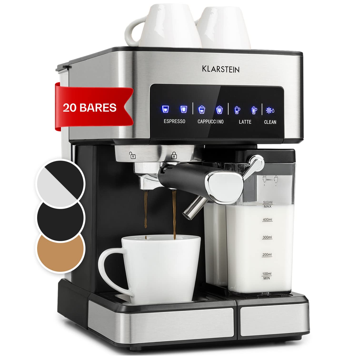 Flask espresso machine Klarstein Arabica Comfort 1350 W silver/grey