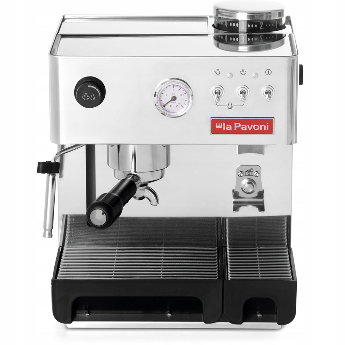 Flask espresso machine La Pavoni Domus Bar DMB with grinder - silver