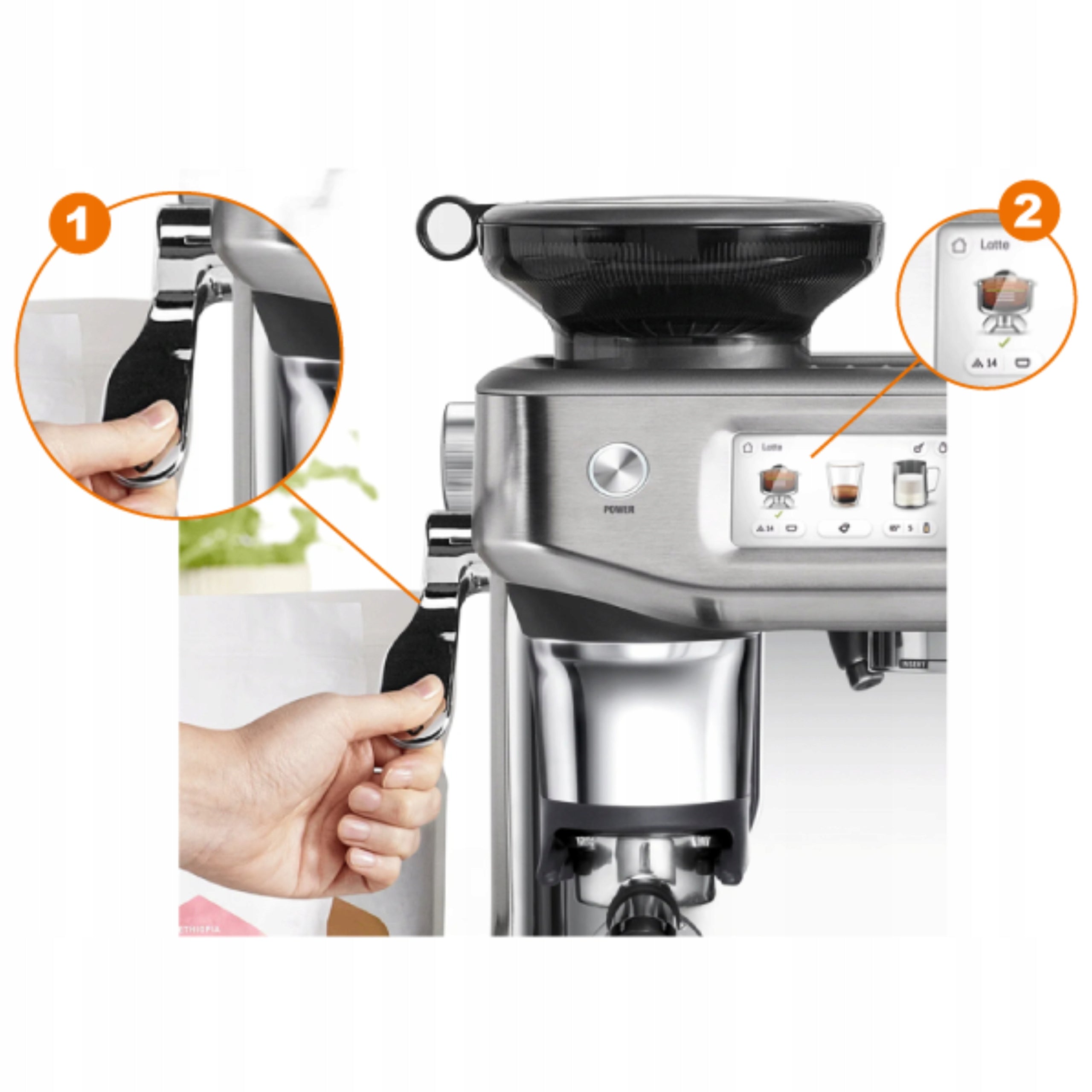 Flask espresso machine Sage SES881BSS 1700 W silver/grey Manufacturer code SES881BSS