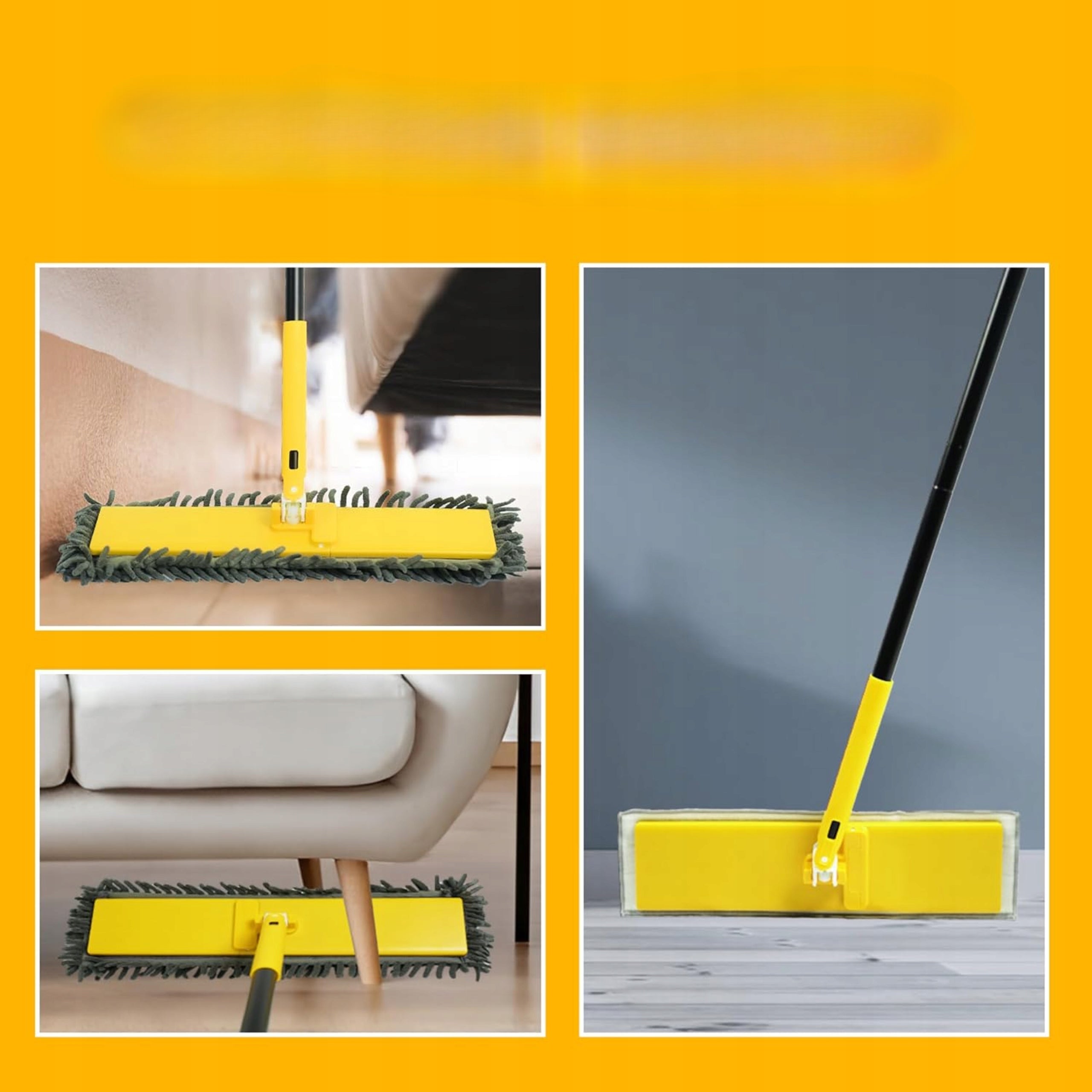 Flat Folding Mop, Stick 132 cm, 4 Wet Dry Floor Refills Brand no brand