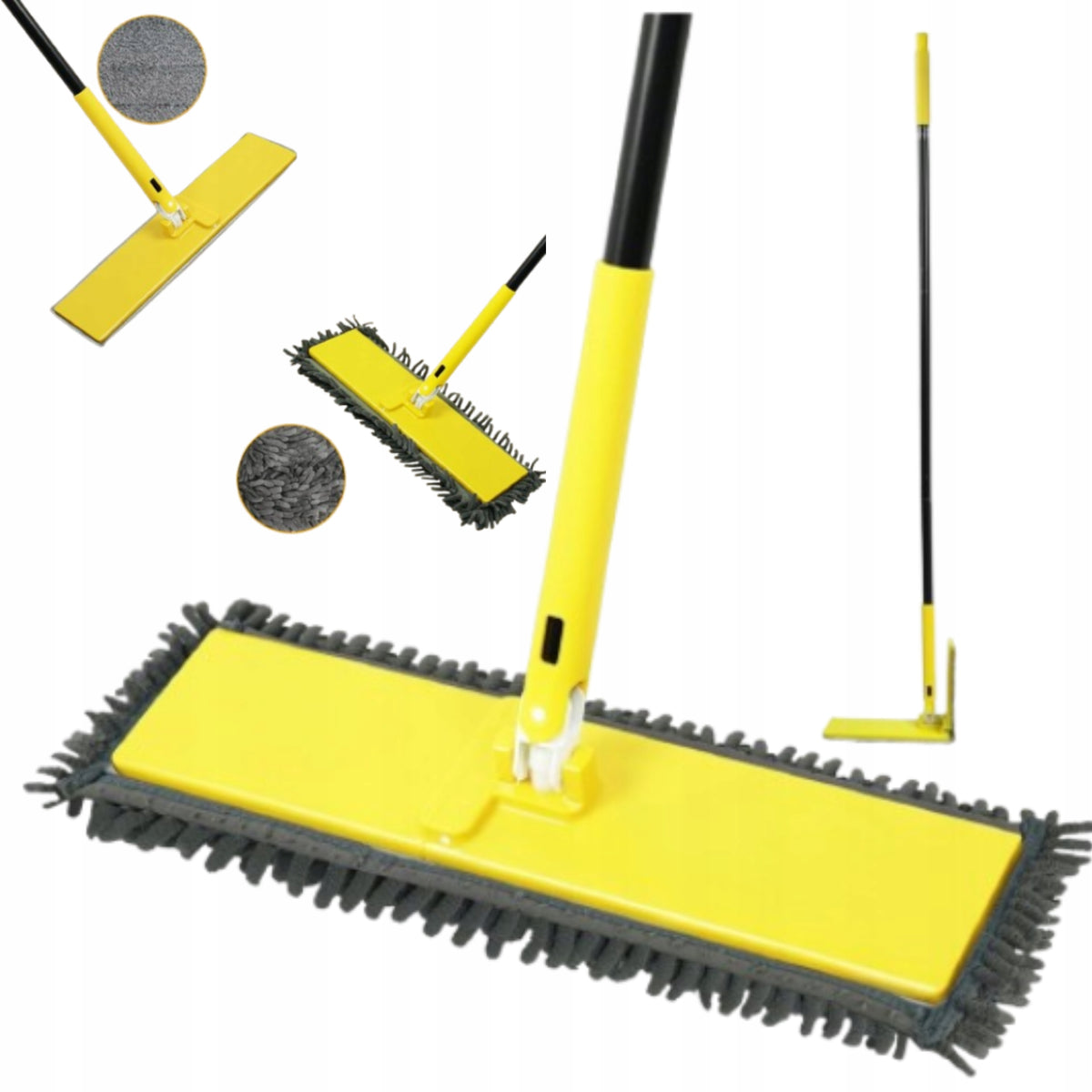 Flat Folding Mop, Stick 132 cm, 4 Wet Dry Floor Refills