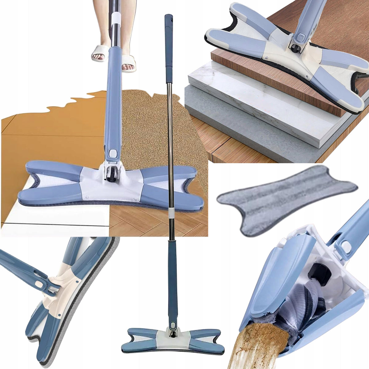 Flat Mop Folding Rotary Squeeze with Squeezer TWIST Butterfly + Cartridge