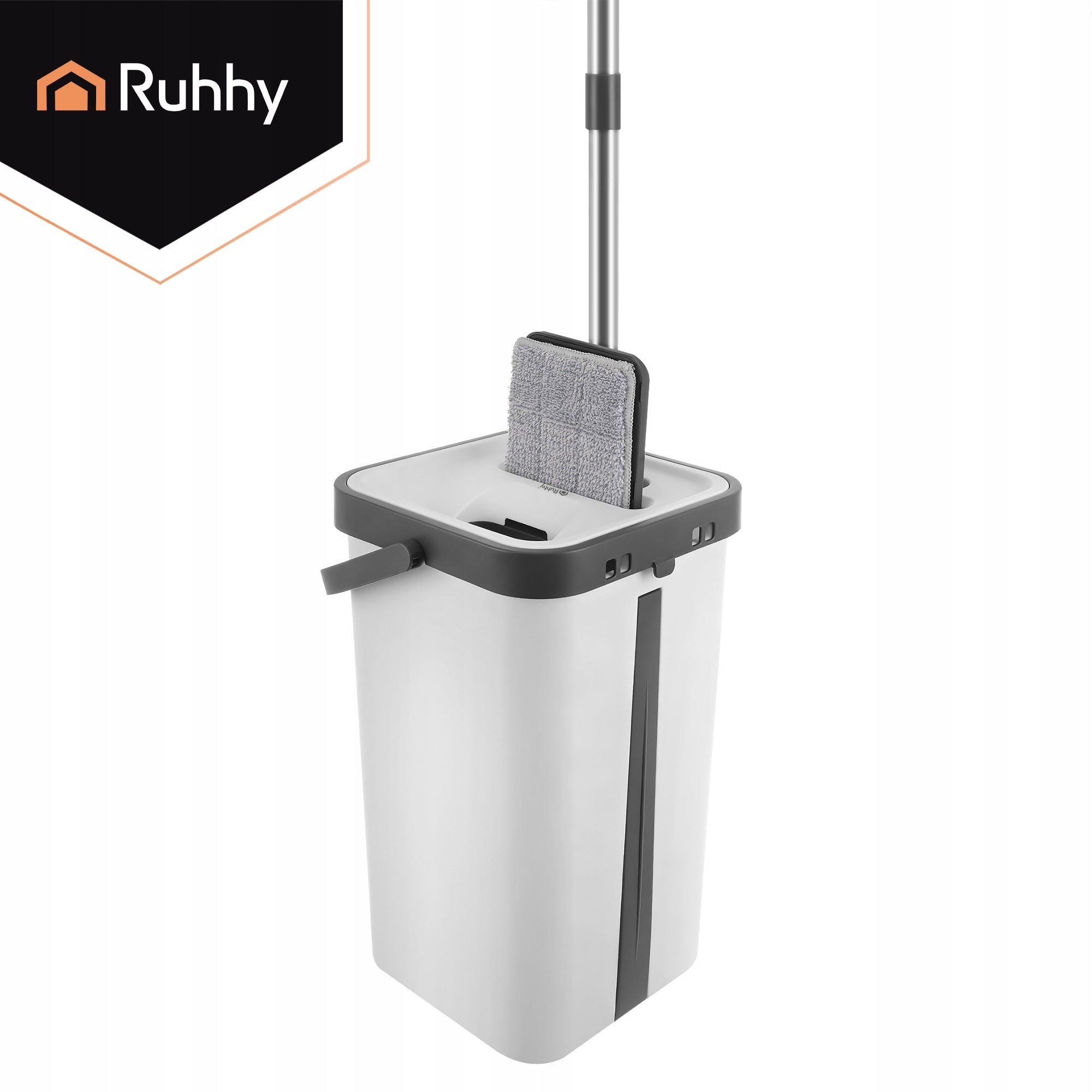 Flat Mop with Squeezer Bucket Double Chamber Clean Dirty Water 11L 3 Cartridges Manufacturer code Mop dwukomorowy 11L z nakładkami Ruhhy 27232