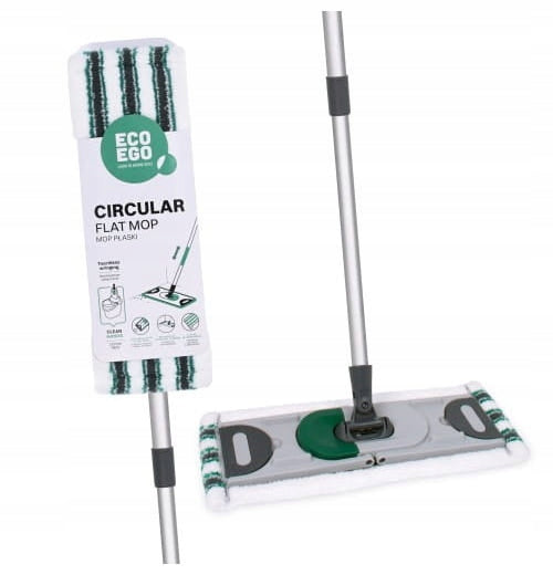 Flat mop 40cm + telescopic pole aluminium 137cm eco-friendly recycled