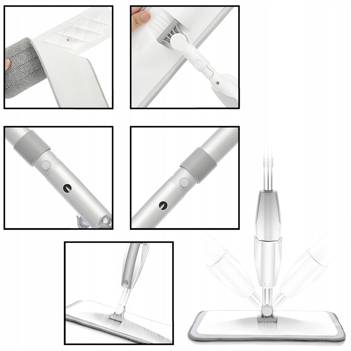 Flat mop Falcon FLAT MOP + cloth sprayer large folding convenient hit Color gray