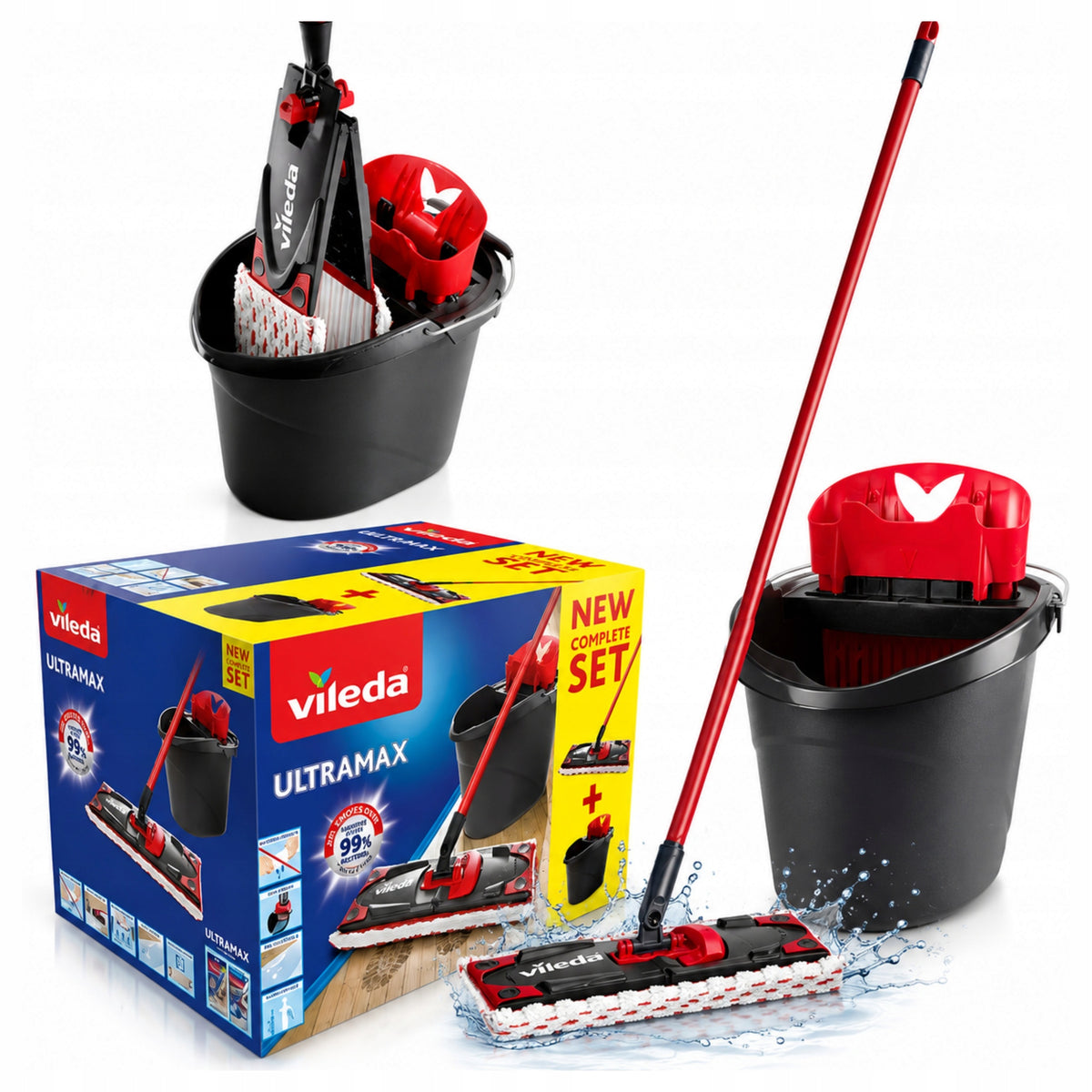 Flat mop Vileda UltraMax BOX SET BUCKET + SQUEEZER + FREEBIE