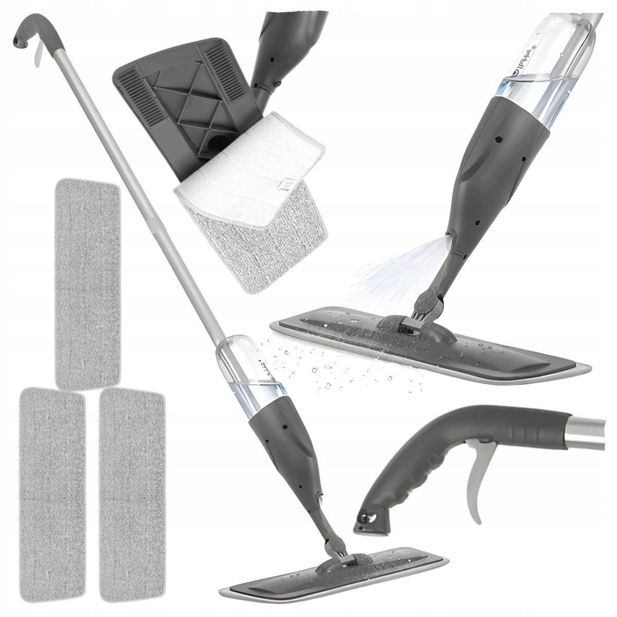 Flat mop with sprayer for floor panels 300 ml 2x Microfiber cartridge