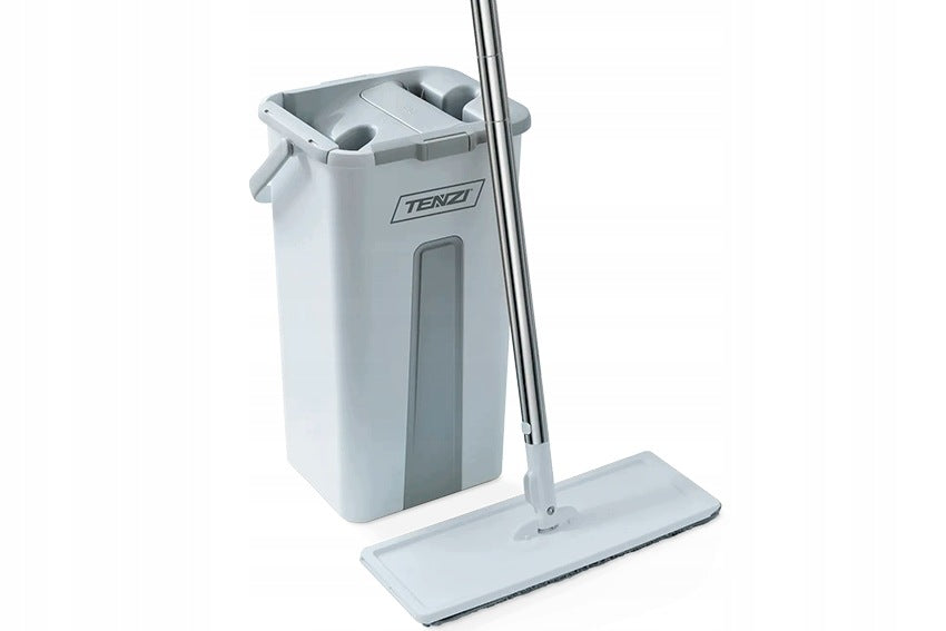Flat mop with two-chamber bucket stick 120 cm 2 microfiber inserts for floors
