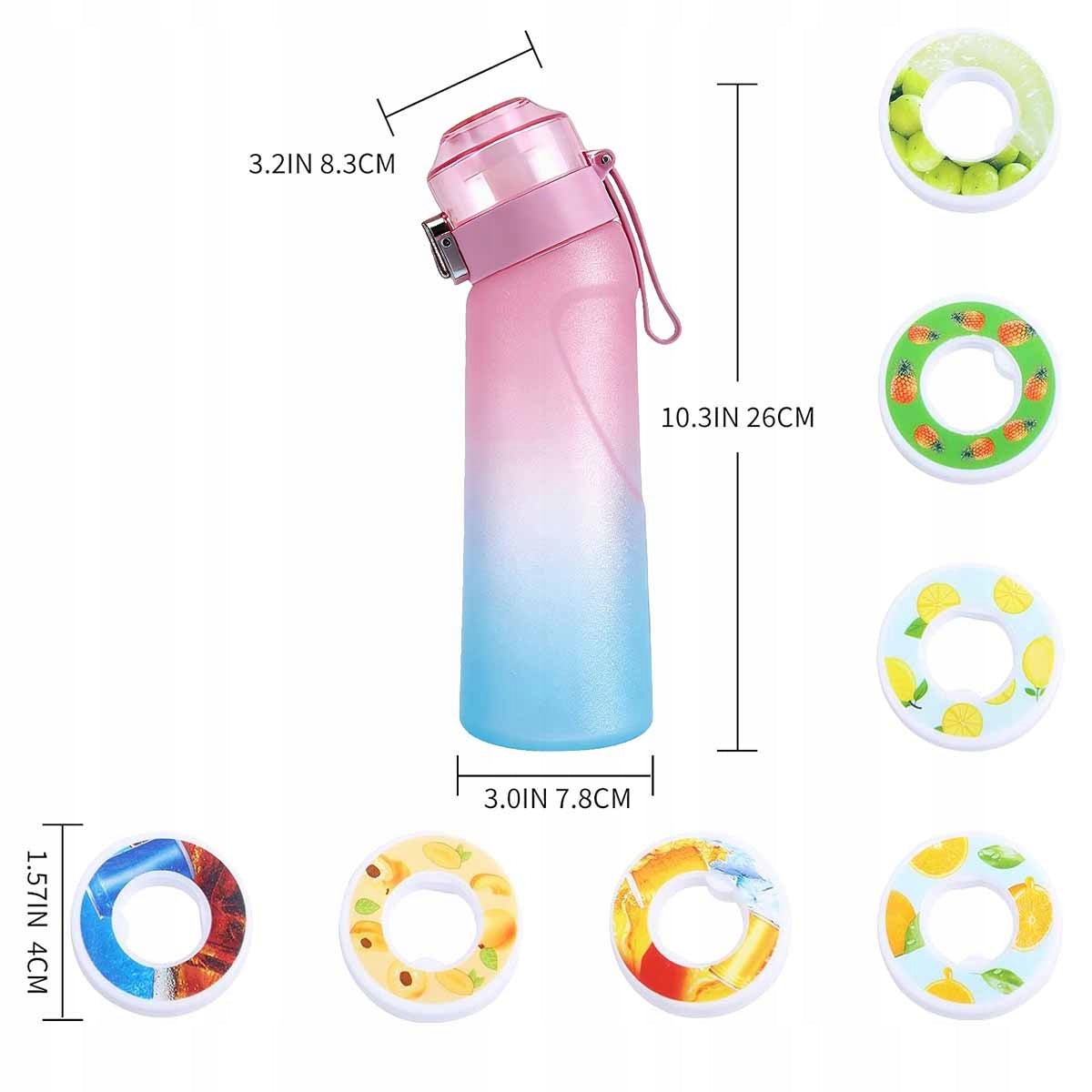 Flavored Water Bottle 650 ml with 7 Capsules - No Sugar or Calories Pink Volume 650 ml