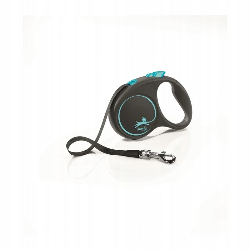 Flexi Black Design Automatic Dog Leash Black/Light Blue S 5m