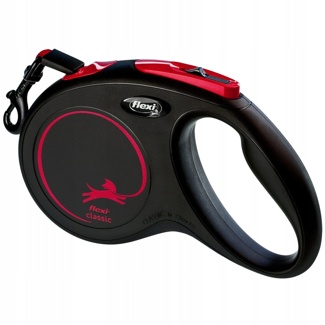 Flexi New Classic M Tape 5M Automatic Dog Leash up to 25kg Black Fire Brand Flexi