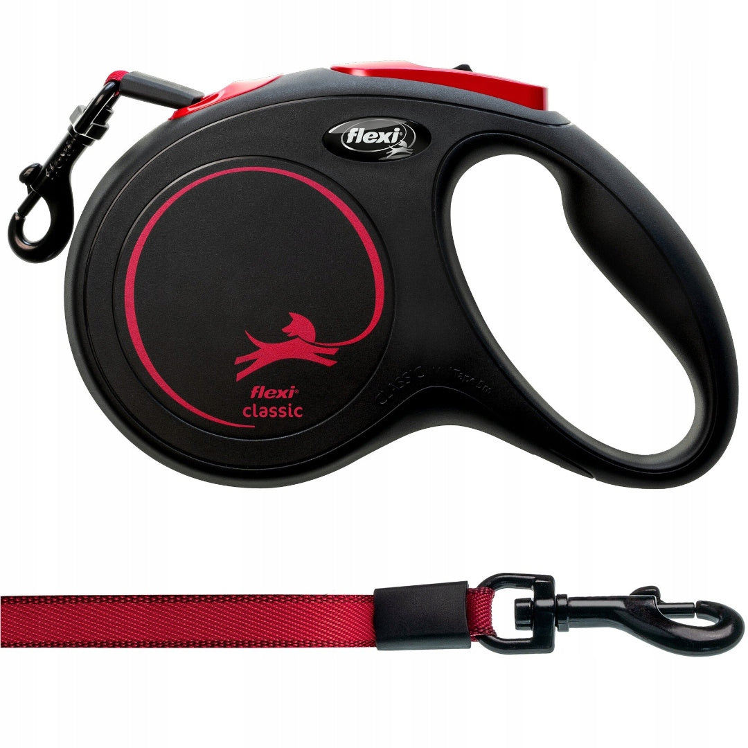 Flexi New Classic M Tape 5M Automatic Dog Leash up to 25kg Black Fire Packaging status original