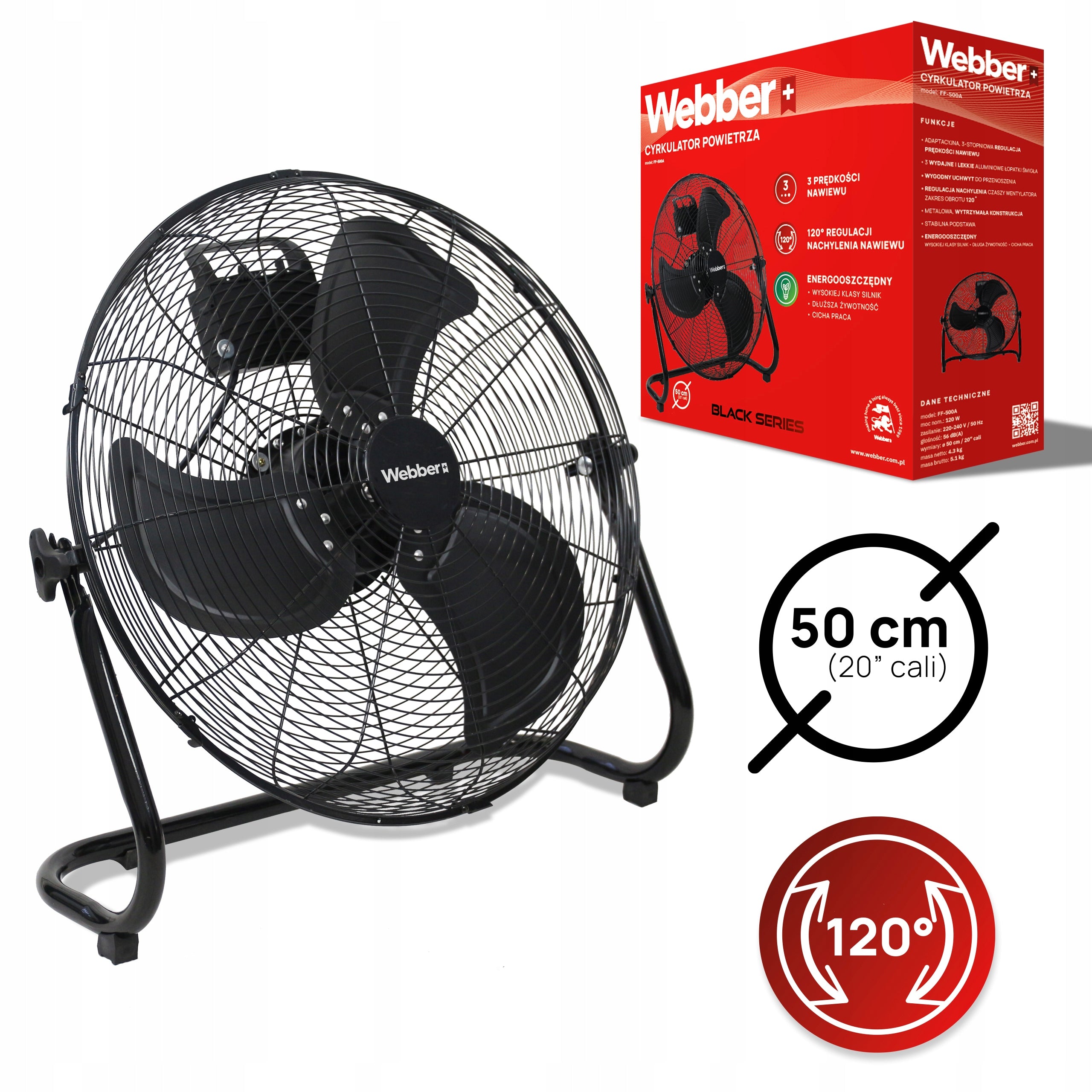Floor Circulator Webber FF500A 120W Tilt Angle Adjustment Black