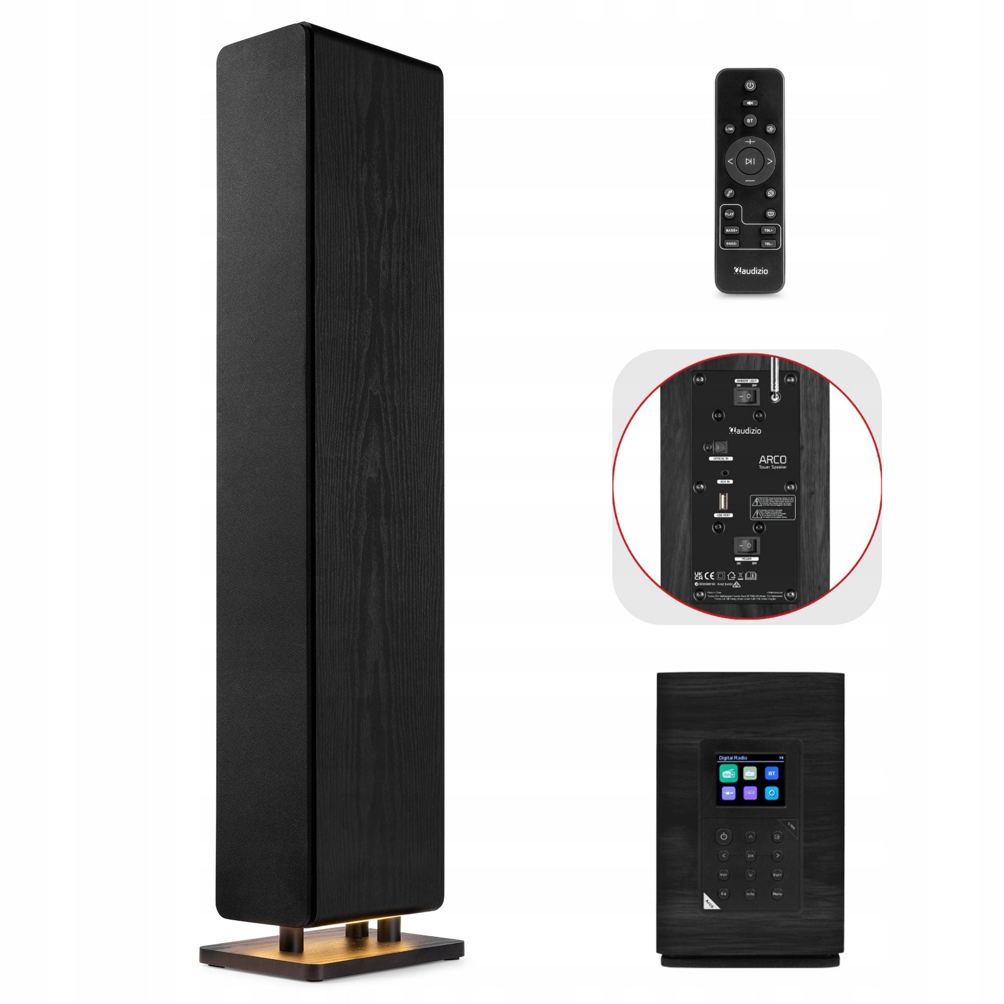 Floor Column Bluetooth HiFi black160W DAB FM Radio Audizio Arco
